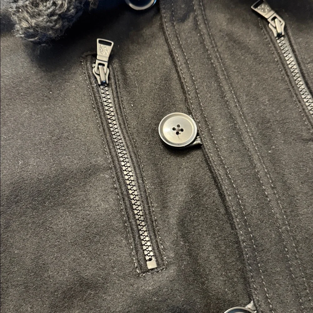 Express Men’s Wool Blend Winter Bomber Jacket Sz Small w/ Detachable Collar EUC